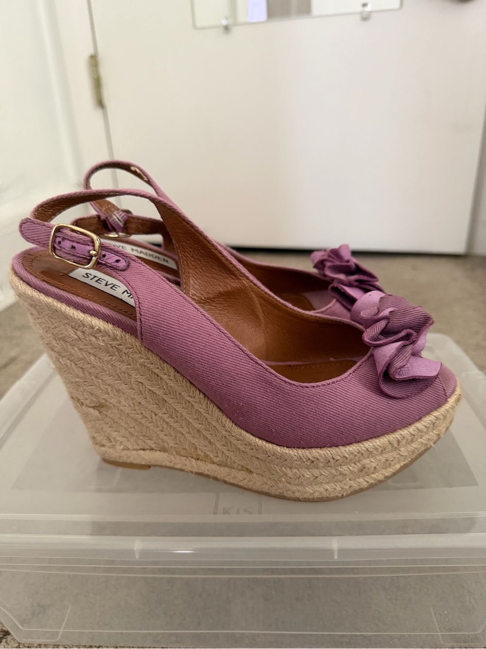 Steve Madden Lavender Slingback Espadrille Wedges with Bow - Picture 4 of 6